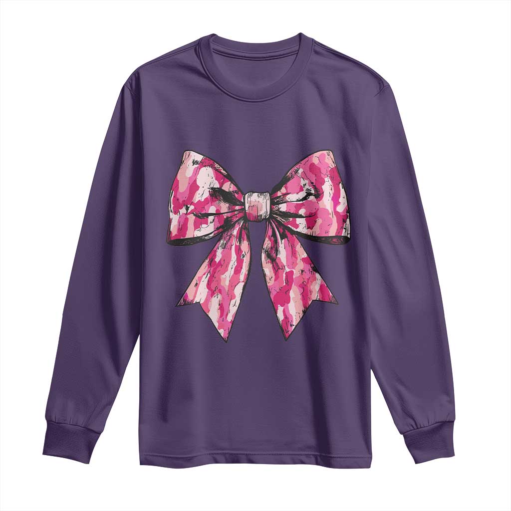 Camo Girl Long Sleeve Shirt Camouflage Bow Coquette Hunting Hunter TS09 Purple Print Your Wear