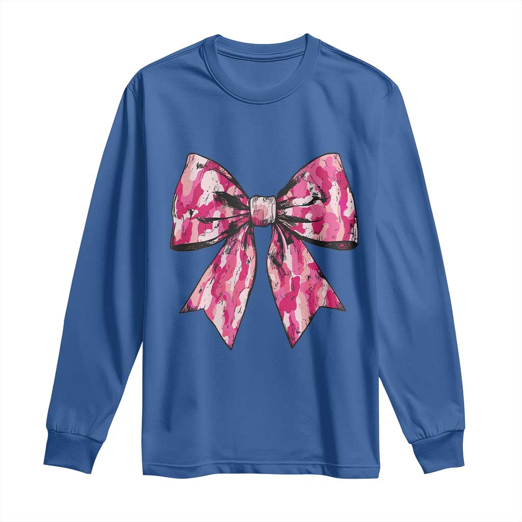 Camo Girl Long Sleeve Shirt Camouflage Bow Coquette Hunting Hunter TS09 Royal Blue Print Your Wear