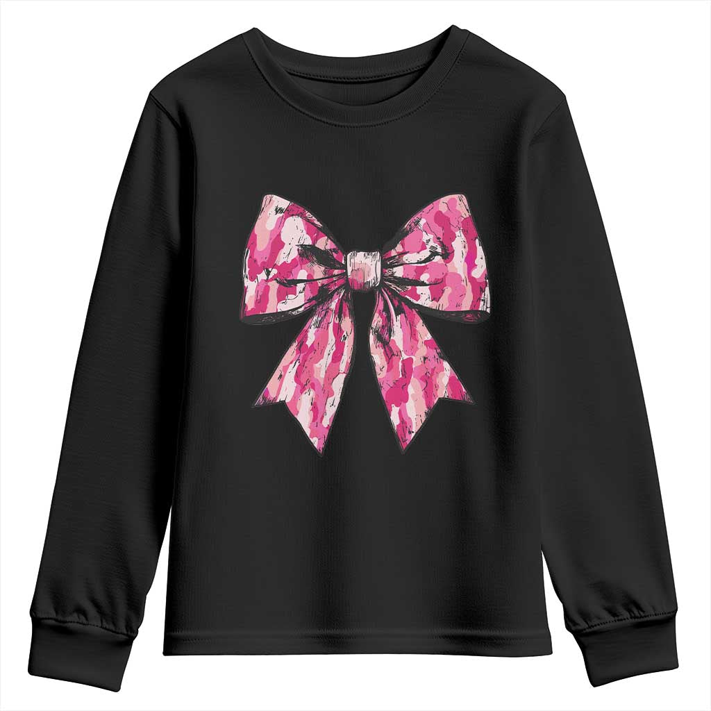 Camo Girl Youth Sweatshirt Camouflage Bow Coquette Hunting Hunter TS09 Black Print Your Wear