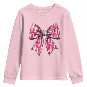Camo Girl Youth Sweatshirt Camouflage Bow Coquette Hunting Hunter TS09 Light Pink Print Your Wear