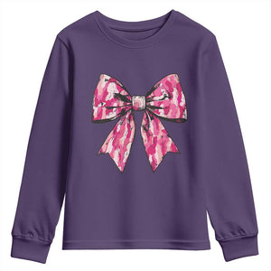 Camo Girl Youth Sweatshirt Camouflage Bow Coquette Hunting Hunter TS09 Purple Print Your Wear
