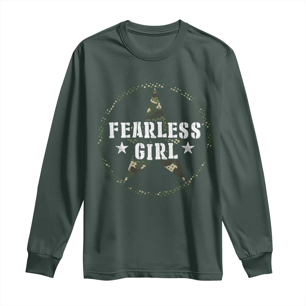Fearless Girl Camouflage Long Sleeve Shirt TS09 Dark Forest Green Print Your Wear