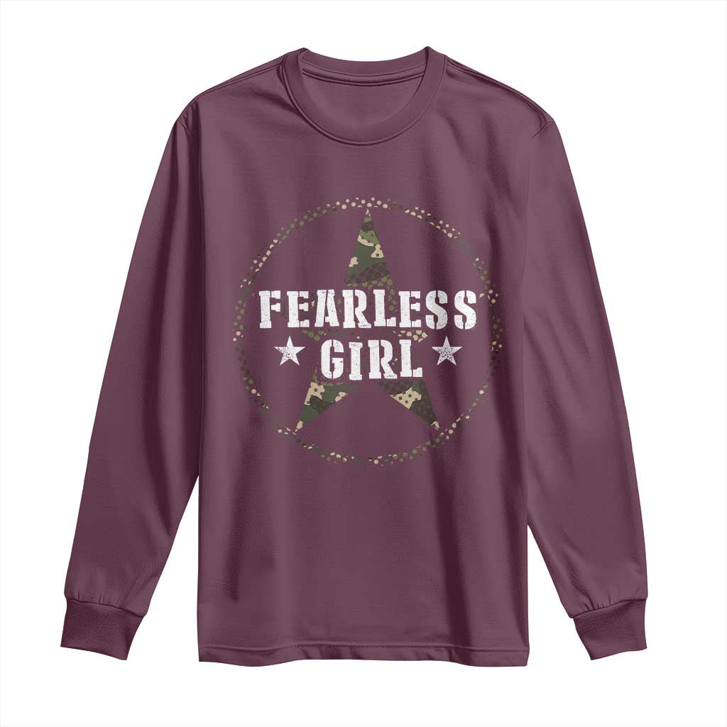 Fearless Girl Camouflage Long Sleeve Shirt TS09 Maroon Print Your Wear