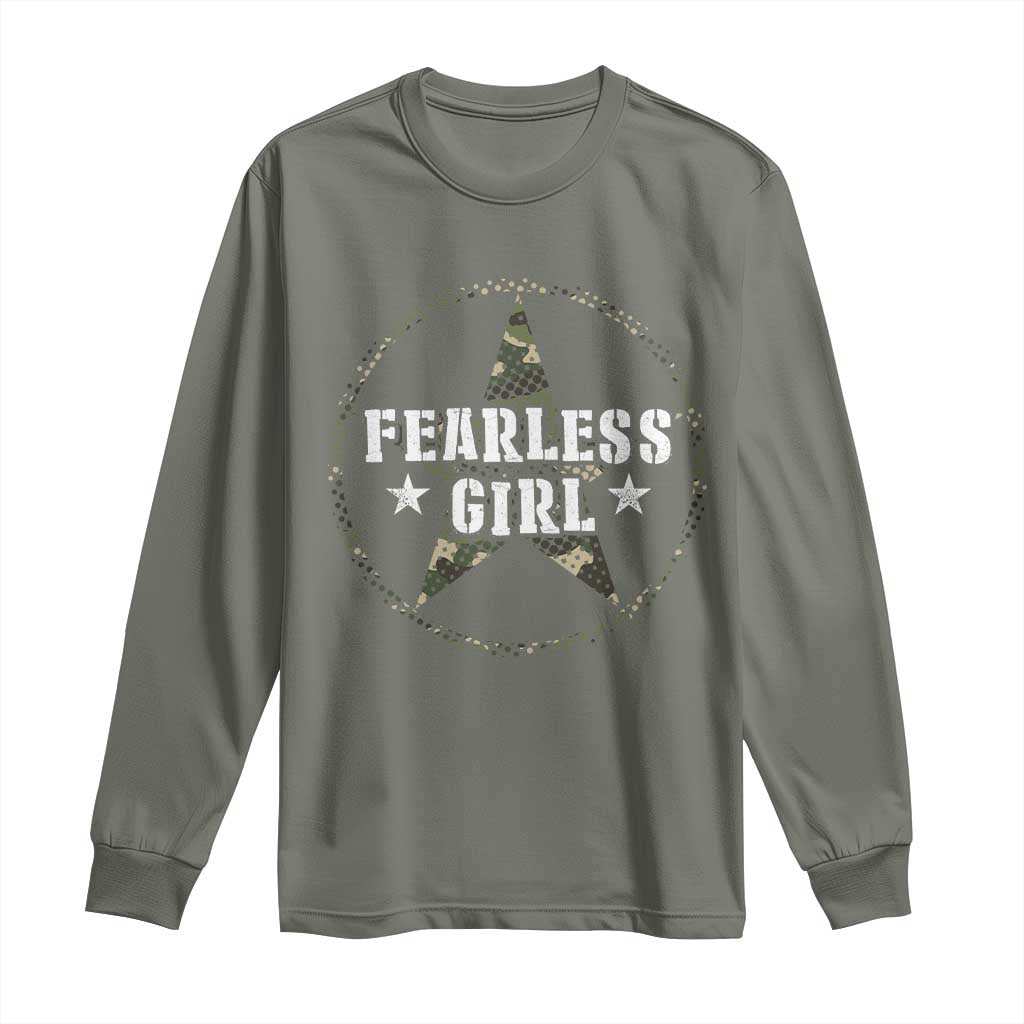 Fearless Girl Camouflage Long Sleeve Shirt TS09 Military Green Print Your Wear
