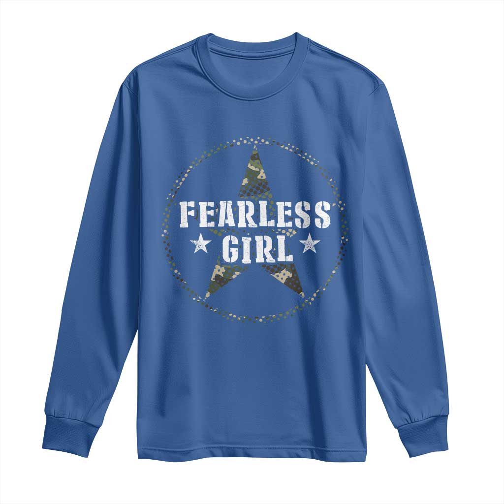 Fearless Girl Camouflage Long Sleeve Shirt TS09 Royal Blue Print Your Wear