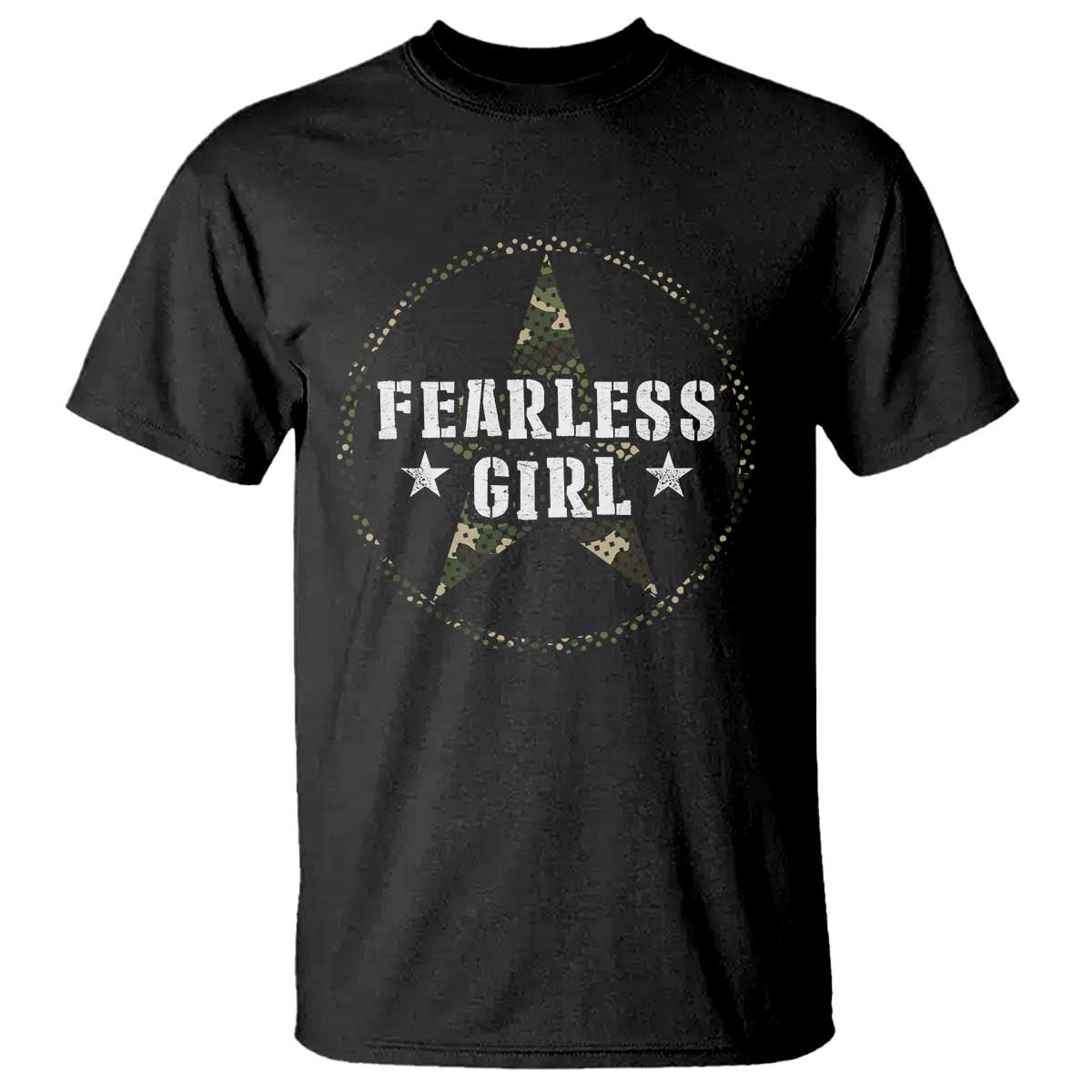 Fearless Girl Camouflage T Shirt TS09 Black Print Your Wear