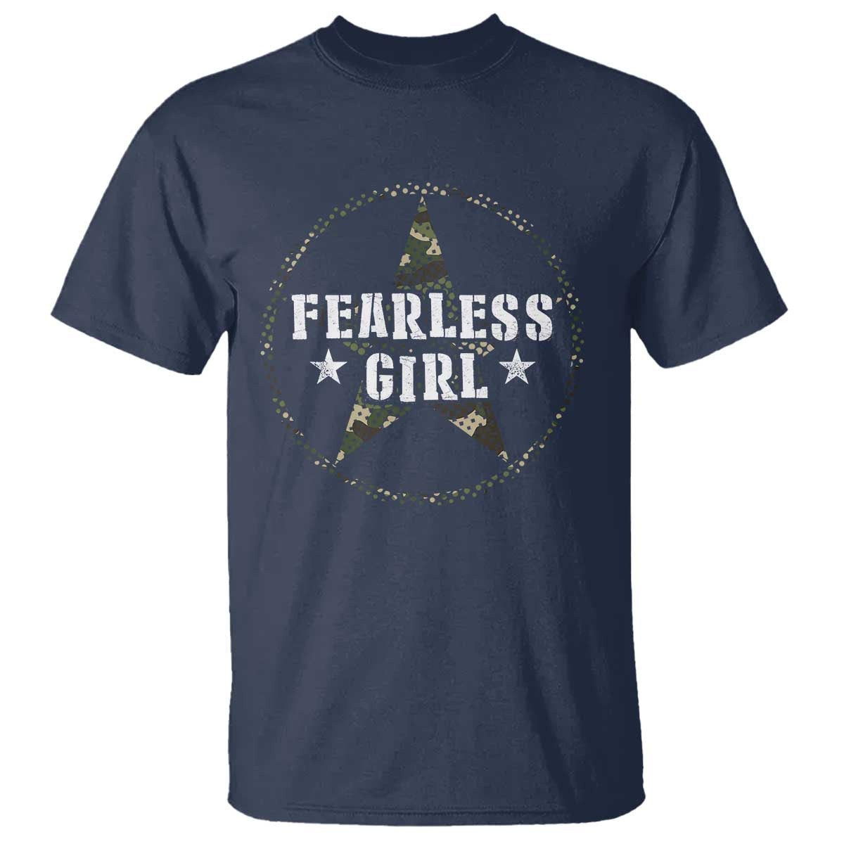 Fearless Girl Camouflage T Shirt TS09 Navy Print Your Wear