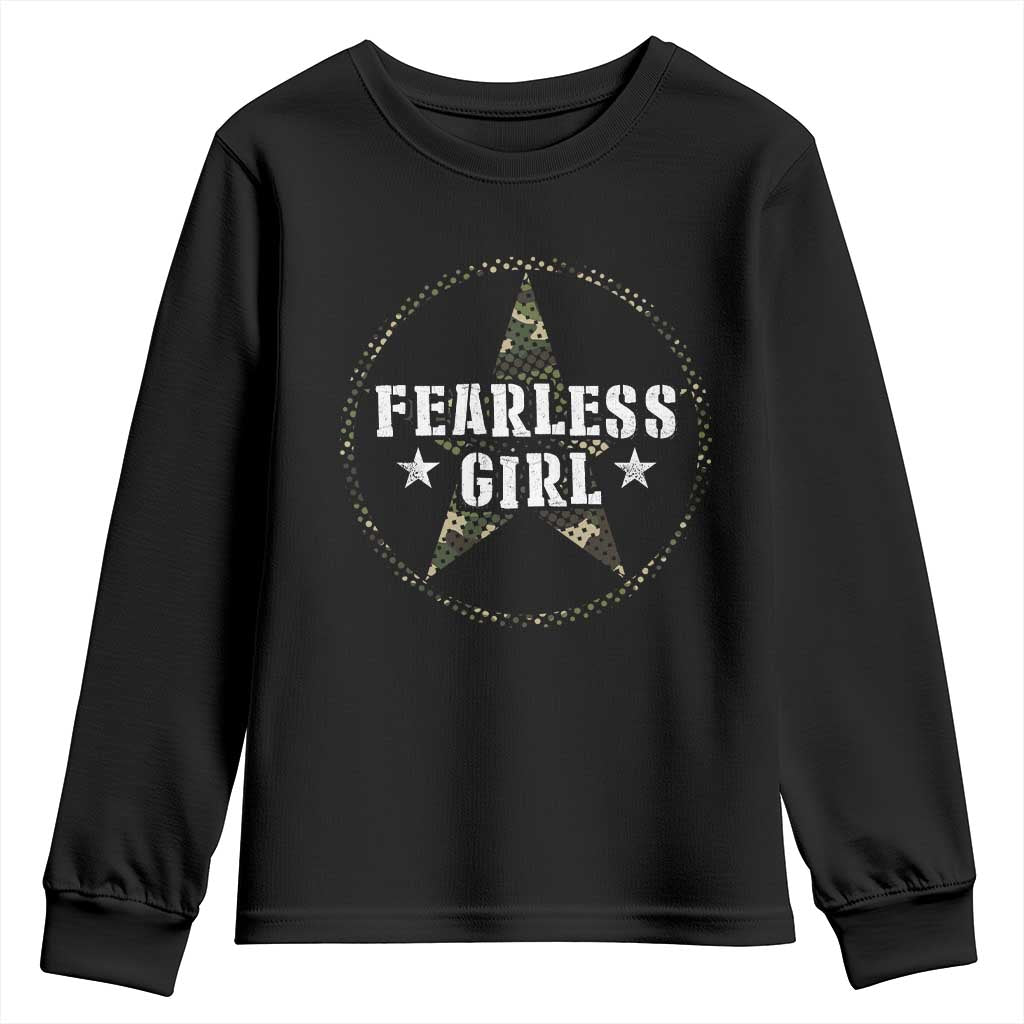 Fearless Girl Camouflage Youth Sweatshirt TS09 Black Print Your Wear