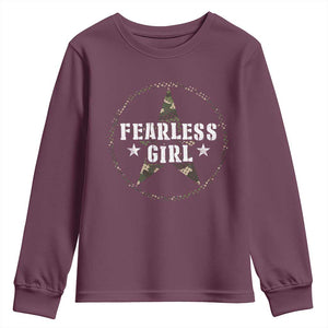 Fearless Girl Camouflage Youth Sweatshirt TS09 Maroon Print Your Wear