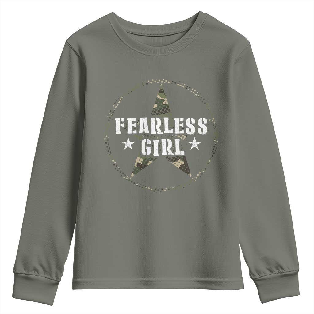 Fearless Girl Camouflage Youth Sweatshirt TS09 Military Green Print Your Wear