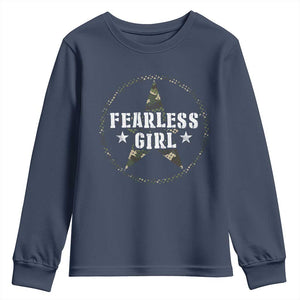 Fearless Girl Camouflage Youth Sweatshirt TS09 Navy Print Your Wear
