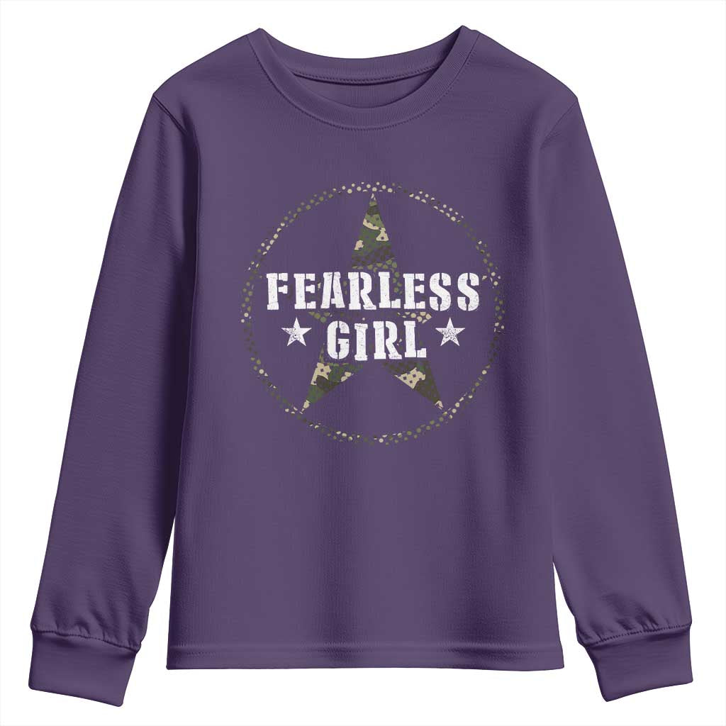 Fearless Girl Camouflage Youth Sweatshirt TS09 Purple Print Your Wear