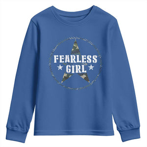 Fearless Girl Camouflage Youth Sweatshirt TS09 Royal Blue Print Your Wear