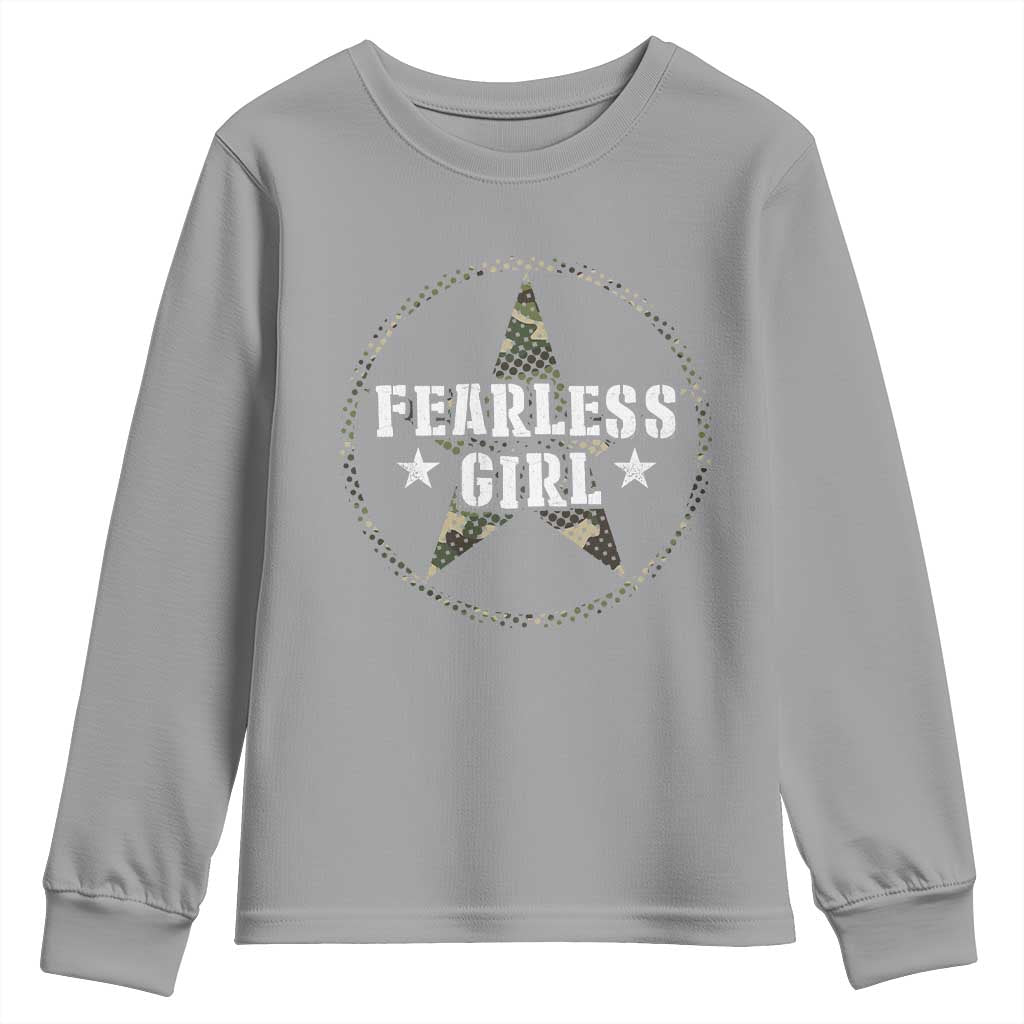Fearless Girl Camouflage Youth Sweatshirt TS09 Sport Gray Print Your Wear