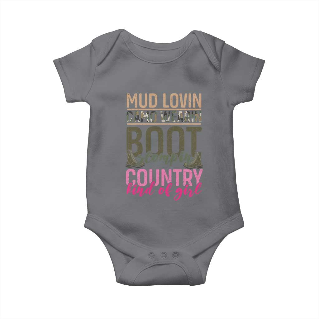 Country Girl Baby Onesie Mud Lovin Camo Wearin Boot Stomping TS09 Charcoal Print Your Wear
