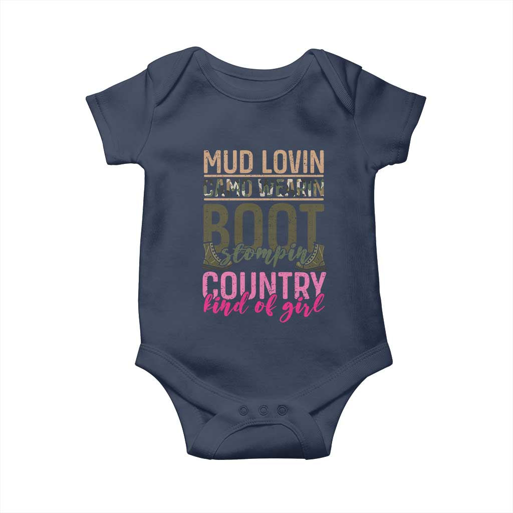 Country Girl Baby Onesie Mud Lovin Camo Wearin Boot Stomping TS09 Navy Print Your Wear