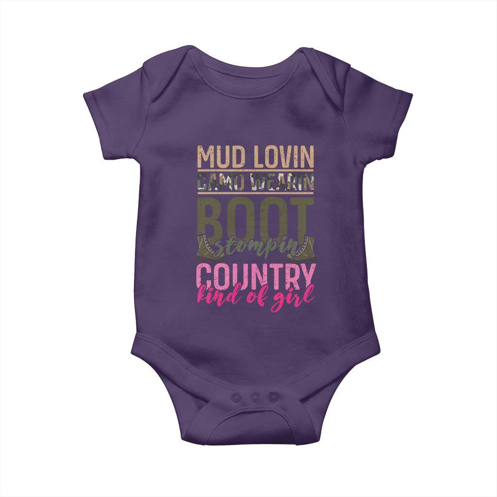 Country Girl Baby Onesie Mud Lovin Camo Wearin Boot Stomping TS09 Purple Print Your Wear