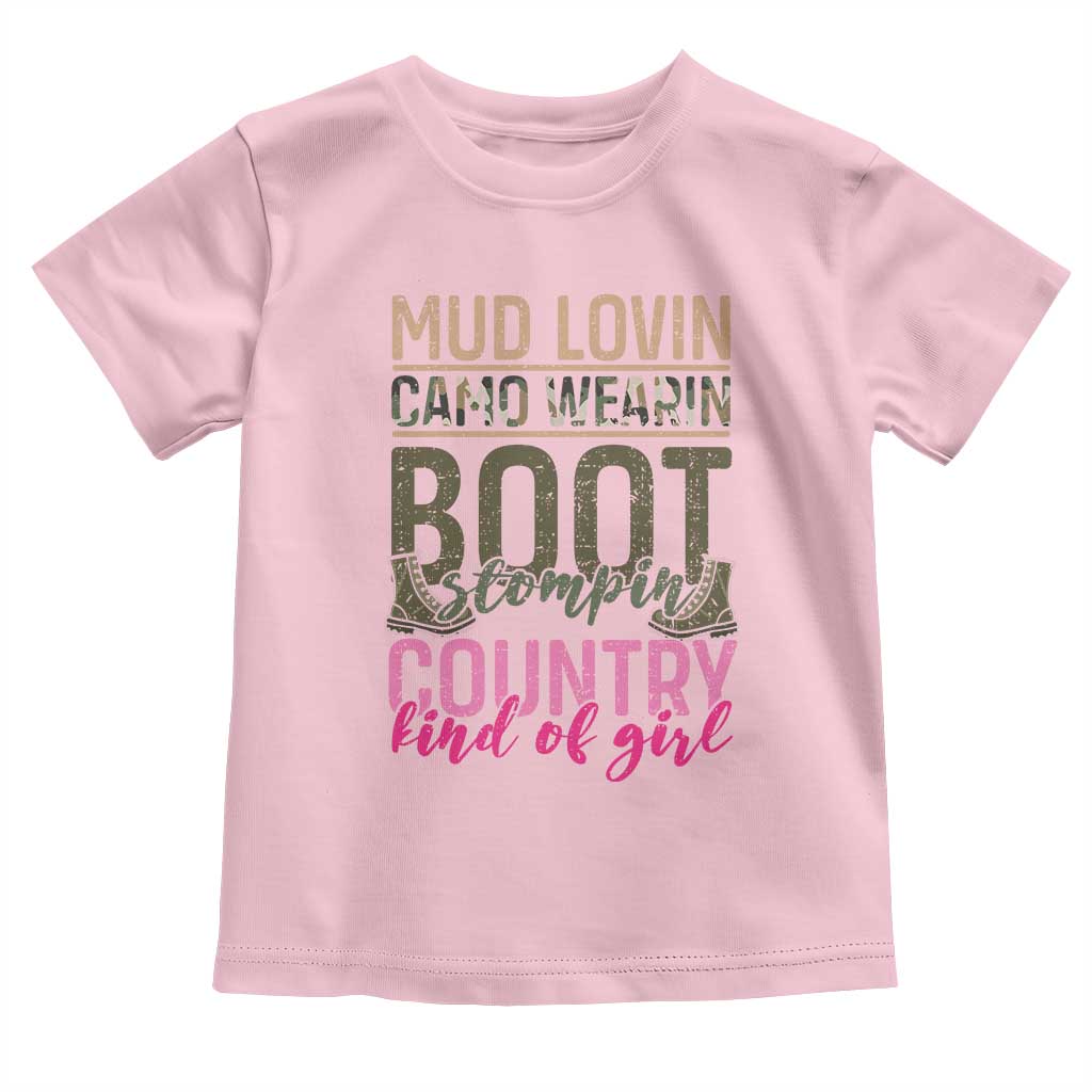 Country Girl Baby Shirt Mud Lovin Camo Wearin Boot Stomping TS09 Light Pink Print Your Wear