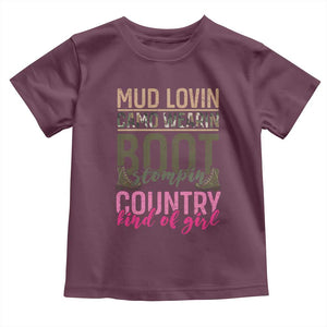 Country Girl Baby Shirt Mud Lovin Camo Wearin Boot Stomping TS09 Maroon Print Your Wear