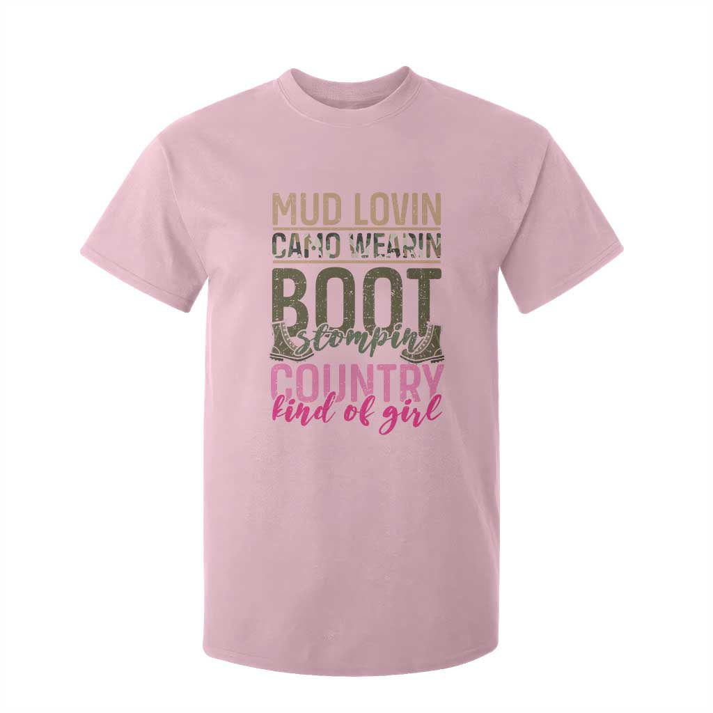 Country Girl T Shirt For Kid Mud Lovin Camo Wearin Boot Stomping TS09 Light Pink Print Your Wear