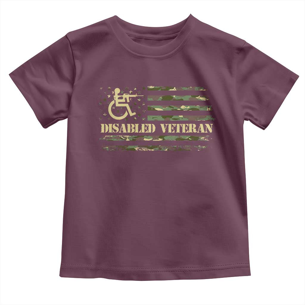 Disabled Veteran Baby Shirt Camouflage American Flag Patriotic Veterans Day TS09 Maroon Print Your Wear
