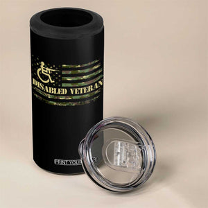 Disabled Veteran 4 in 1 Can Cooler Tumbler Camouflage American Flag Patriotic Veterans Day TS09 Print Your Wear