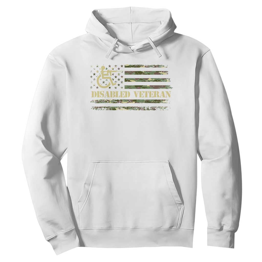 Disabled Veteran Hoodie Camouflage American Flag Patriotic Veterans Day TS09 White Print Your Wear