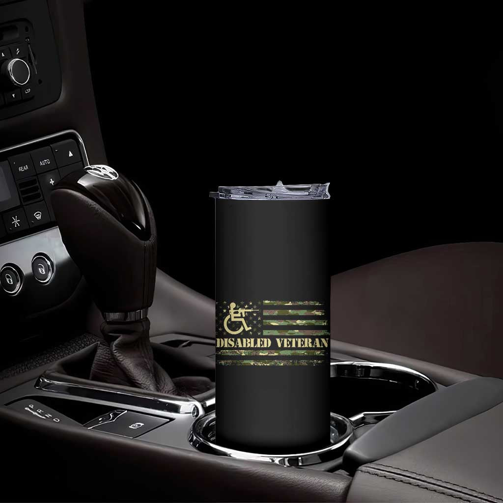 Disabled Veteran Skinny Tumbler Camouflage American Flag Patriotic Veterans Day TS09 Print Your Wear