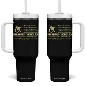 Disabled Veteran Tumbler With Handle Camouflage American Flag Patriotic Veterans Day TS09 One Size: 40 oz Black Print Your Wear
