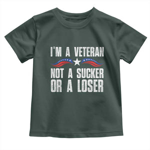 Veteran Pride Baby Shirt I'm A Veteran Not A Sucker Or A Loser TS09 Dark Forest Green Print Your Wear
