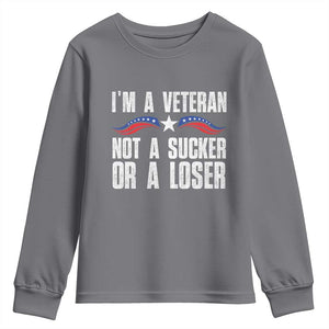 Veteran Pride Youth Sweatshirt I'm A Veteran Not A Sucker Or A Loser TS09 Charcoal Print Your Wear