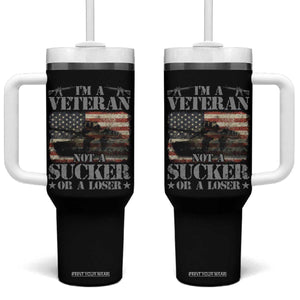 I'm A Veteran Tumbler With Handle Not A Sucker Or A Loser Tank Veterans Day TS09 One Size: 40 oz Black Print Your Wear