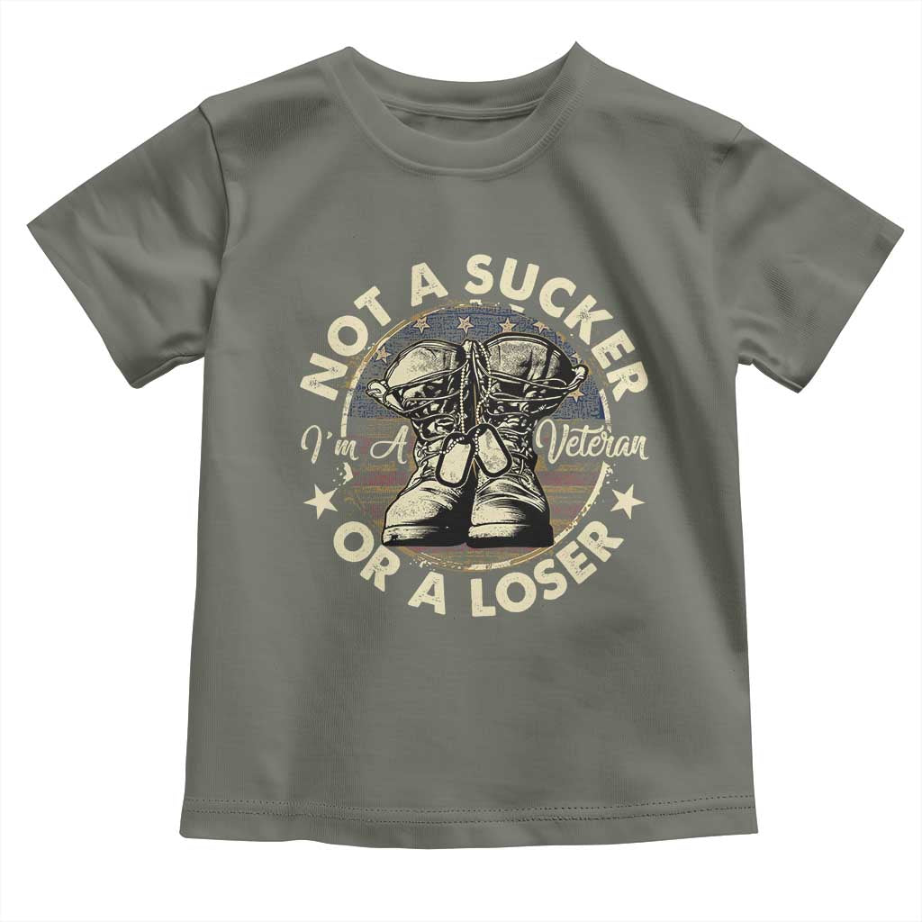 Not A Sucker Or A Loser Baby Shirt Veterans Day Patriotic American Flag TS09 Military Green Print Your Wear