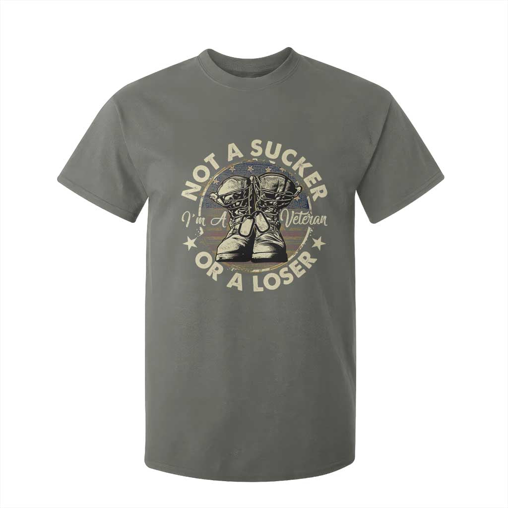 Not A Sucker Or A Loser T Shirt For Kid Veterans Day Patriotic American Flag TS09 Military Green Print Your Wear