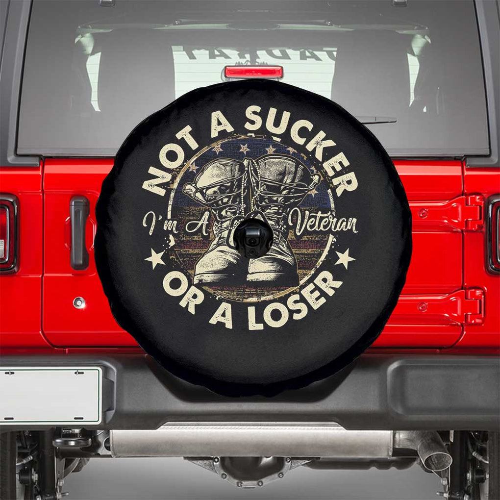 Not A Sucker Or A Loser Spare Tire Cover Veterans Day Patriotic American Flag TS09 Black Print Your Wear