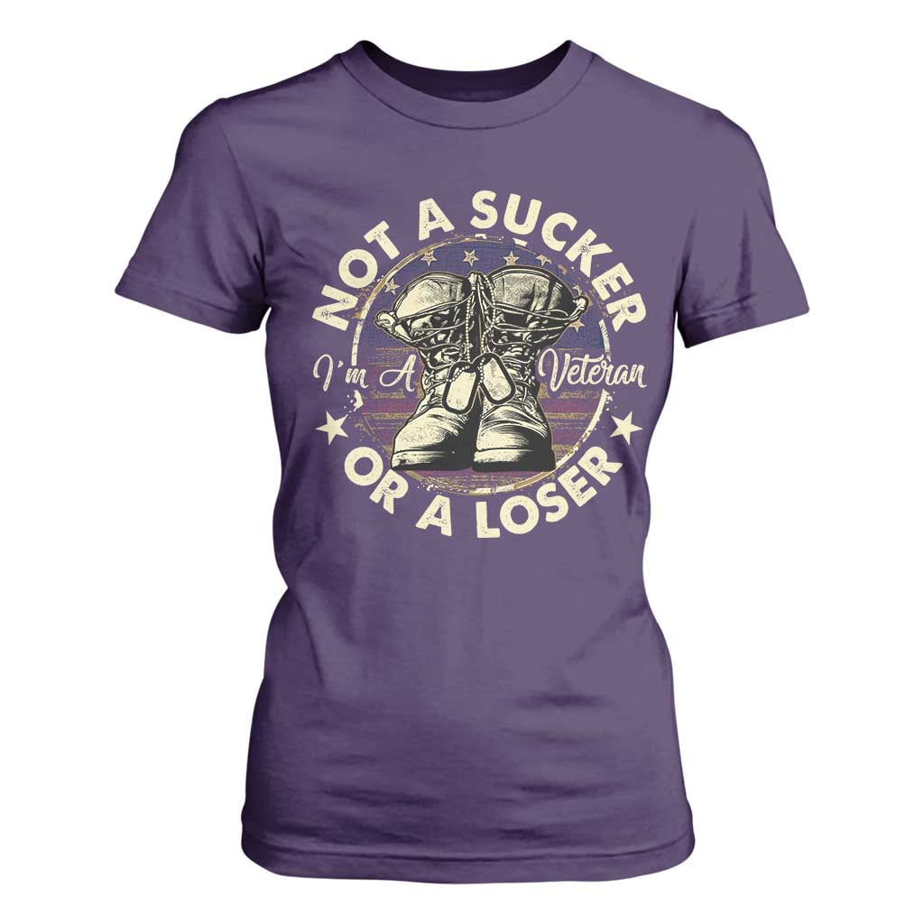 Not A Sucker Or A Loser T Shirt For Women Veterans Day Patriotic American Flag TS09 Purple Print Your Wear