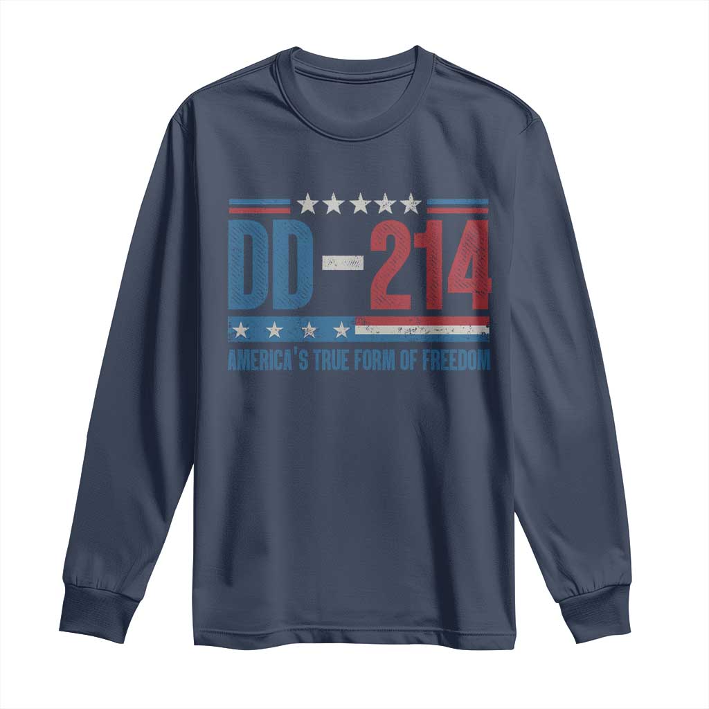 DD-214 Veteran Long Sleeve Shirt America's True Form Of Freedom TS09 Navy Print Your Wear