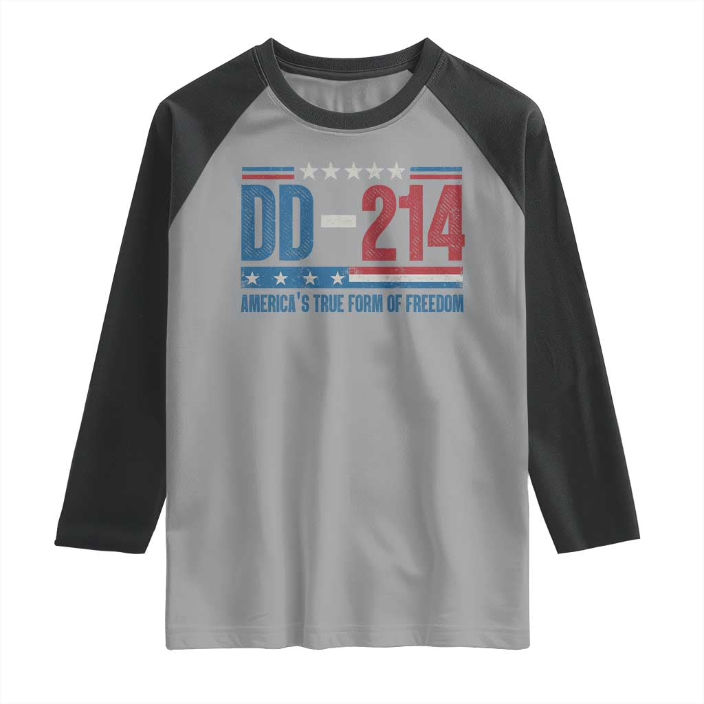 DD-214 Veteran Raglan Shirt America's True Form Of Freedom TS09 Sport Gray Black Print Your Wear