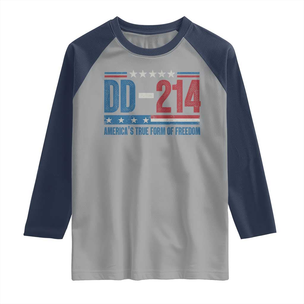 DD-214 Veteran Raglan Shirt America's True Form Of Freedom TS09 Sport Gray Navy Print Your Wear