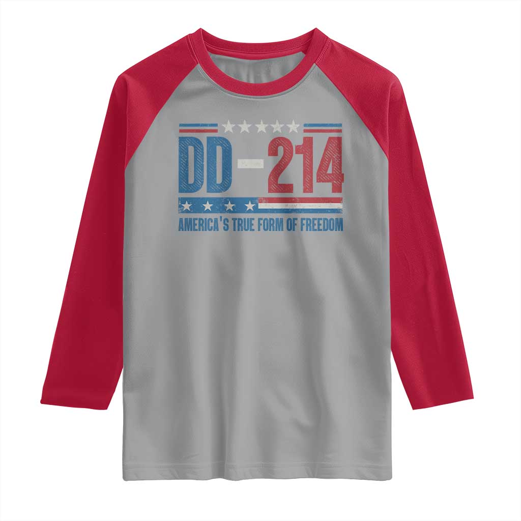 DD-214 Veteran Raglan Shirt America's True Form Of Freedom TS09 Sport Gray Red Print Your Wear