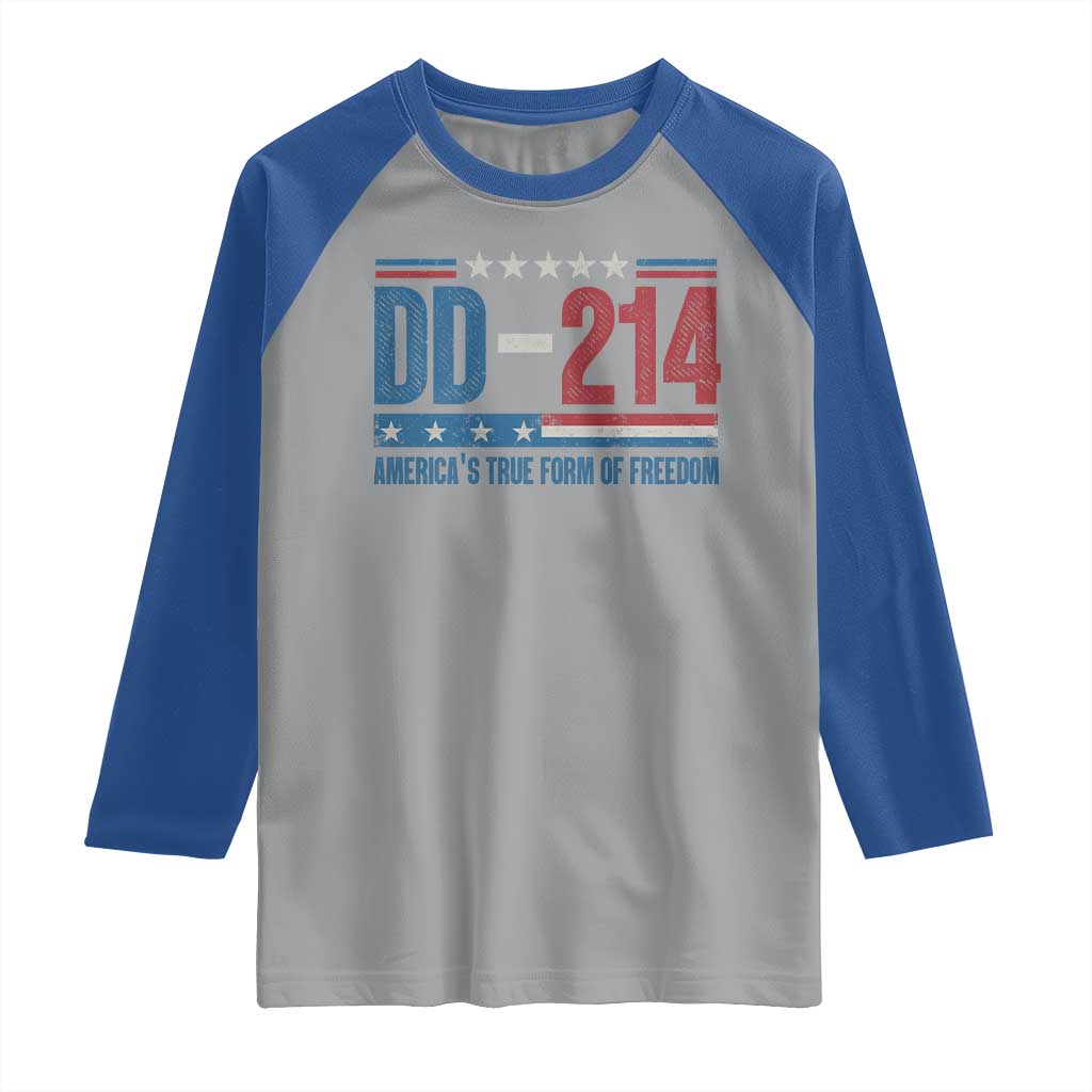 DD-214 Veteran Raglan Shirt America's True Form Of Freedom TS09 Sport Gray Royal Print Your Wear