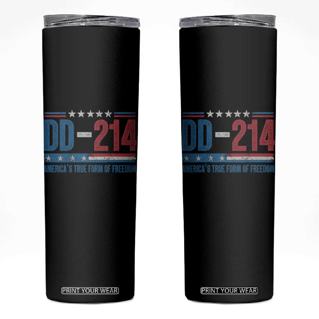 DD-214 Veteran Skinny Tumbler America's True Form Of Freedom TS09 Black Print Your Wear