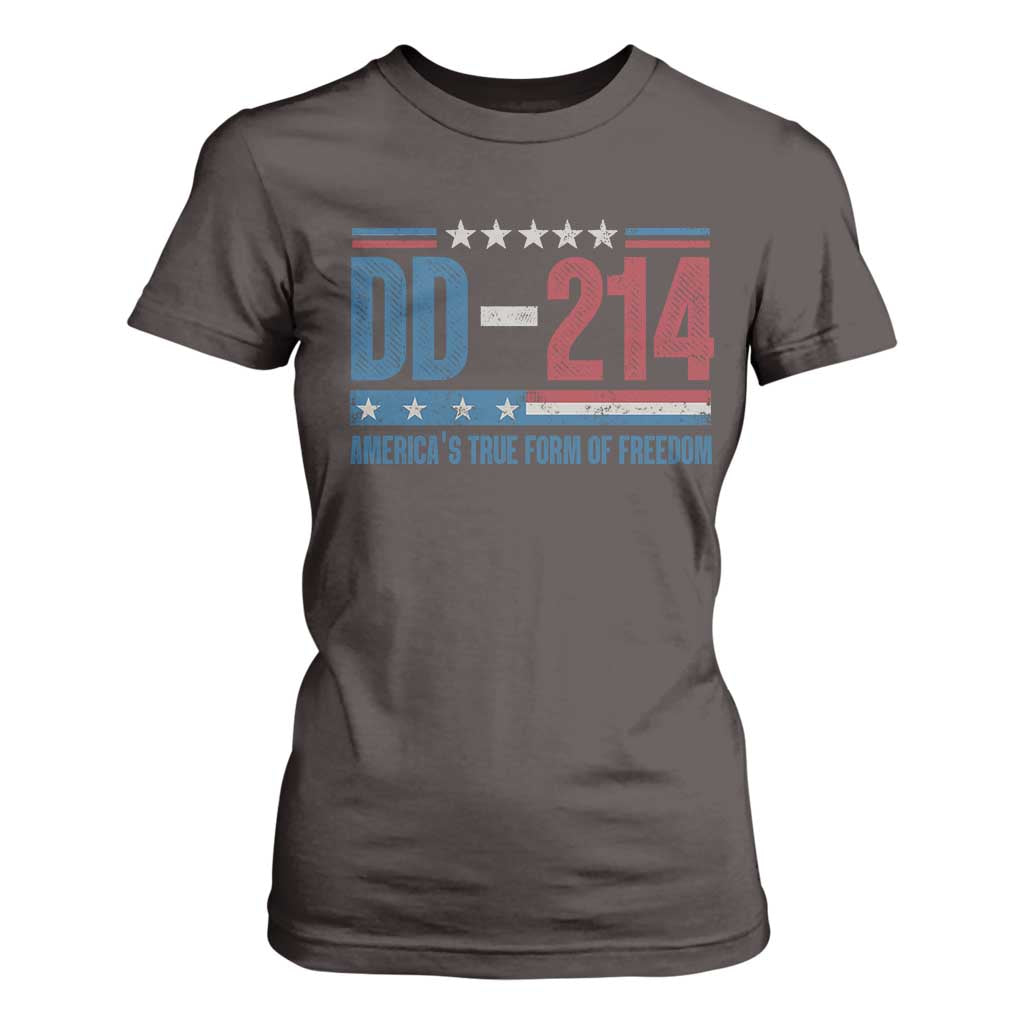 DD-214 Veteran T Shirt For Women America's True Form Of Freedom TS09 Dark Chocolate Print Your Wear