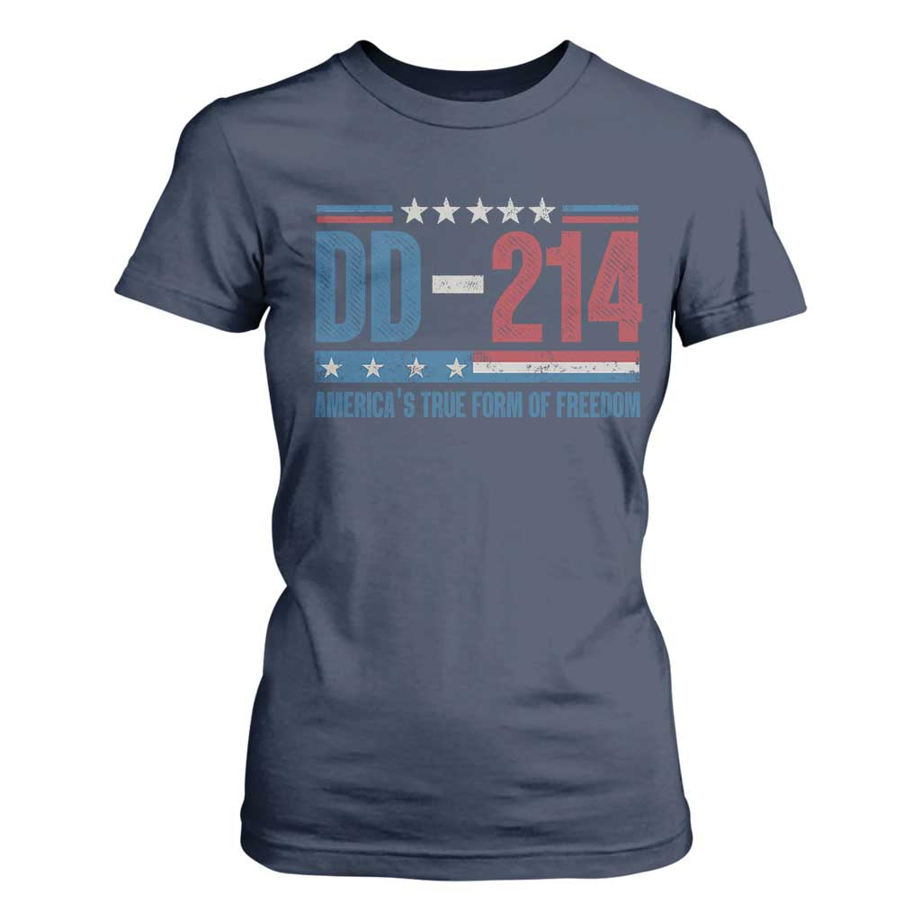 DD-214 Veteran T Shirt For Women America's True Form Of Freedom TS09 Navy Print Your Wear
