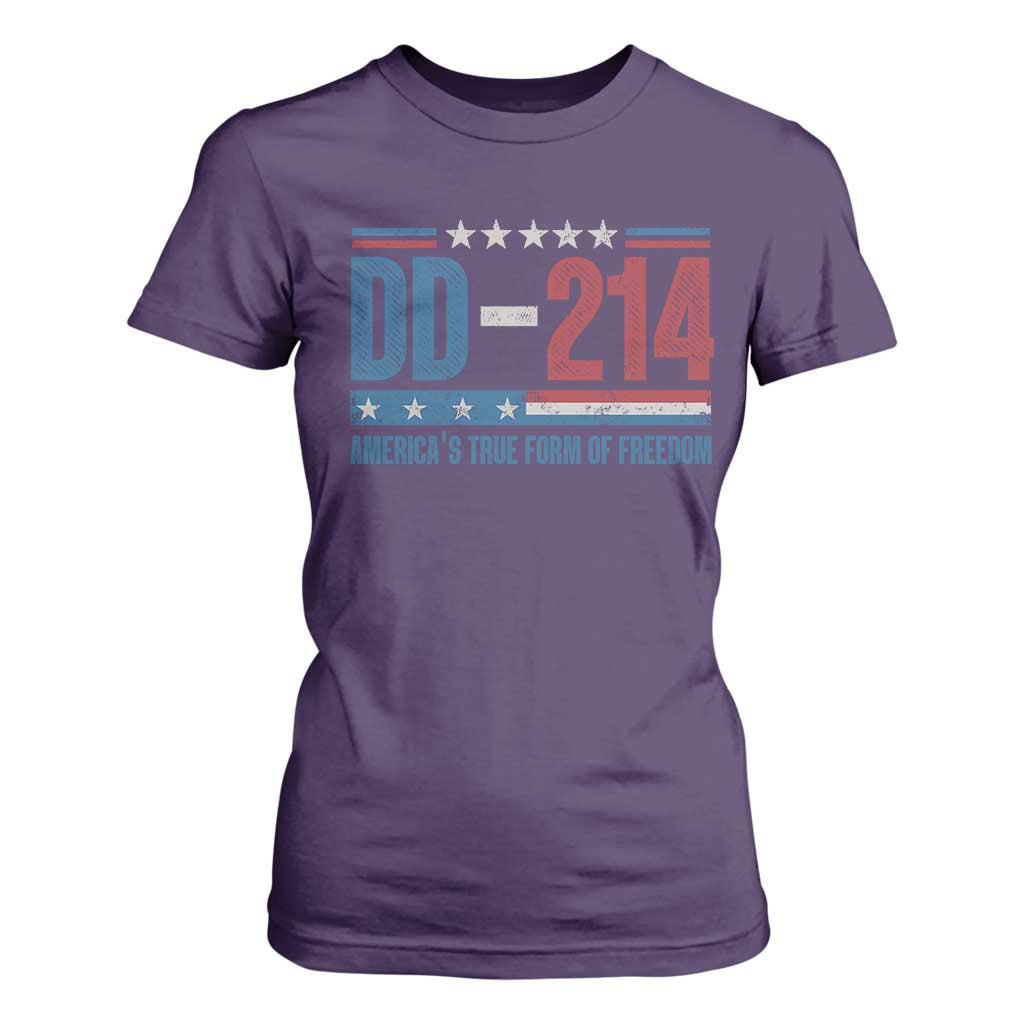 DD-214 Veteran T Shirt For Women America's True Form Of Freedom TS09 Purple Print Your Wear