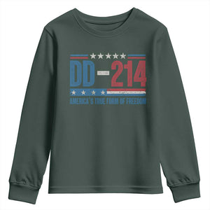 DD-214 Veteran Youth Sweatshirt America's True Form Of Freedom TS09 Dark Forest Green Print Your Wear