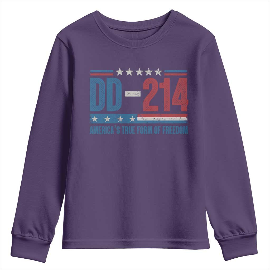 DD-214 Veteran Youth Sweatshirt America's True Form Of Freedom TS09 Purple Print Your Wear