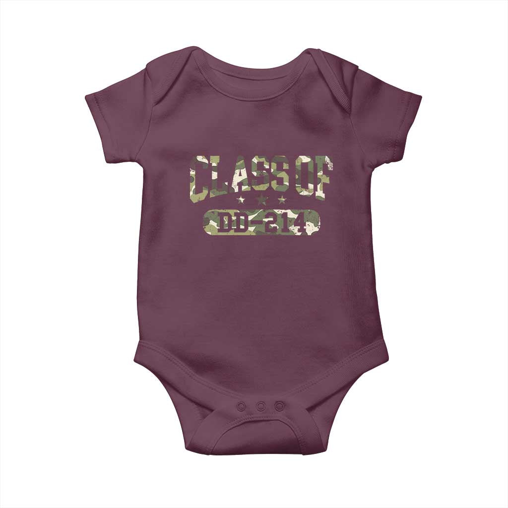 Funny Veteran Army Retirement Class Of DD-214 Baby Onesie TS09 Maroon Print Your Wear