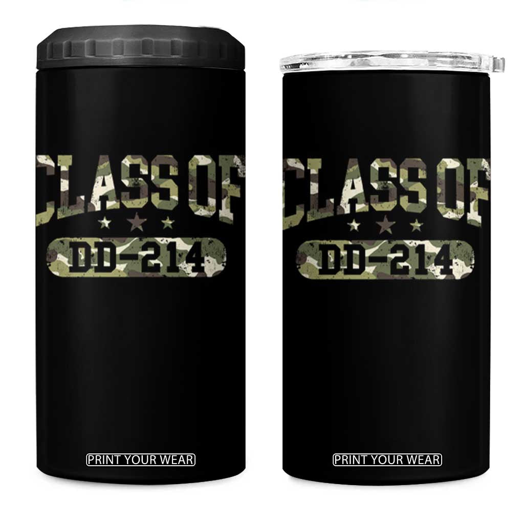 Funny Veteran Army Retirement Class Of DD-214 4 in 1 Can Cooler Tumbler TS09 One Size: 16 oz Black Print Your Wear