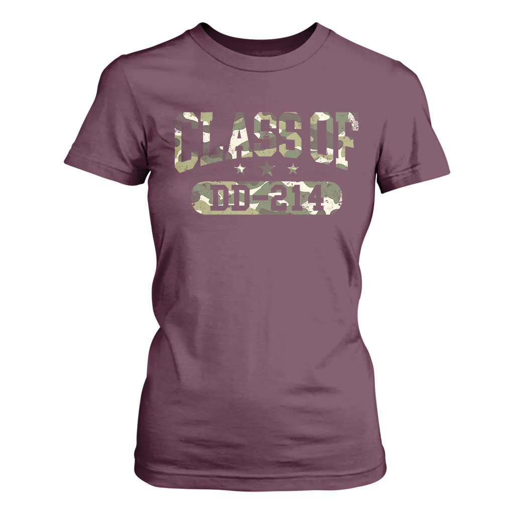 Funny Veteran Army Retirement Class Of DD-214 T Shirt For Women TS09 Maroon Print Your Wear
